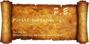 Piriti Bertalan névjegykártya